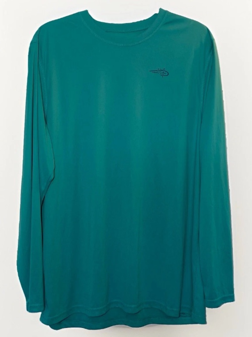 Reel Life Mens XXL Long Sleeve Fishing Shirt SPF Teal Blue Performance Rashguard